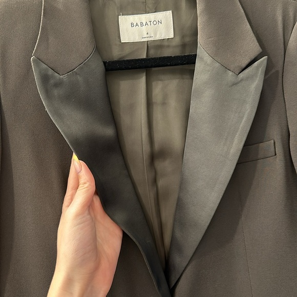 Aritzia Babaton Yates Blazer Tuxedo Jacket Olive Green - Picture 8 of 10